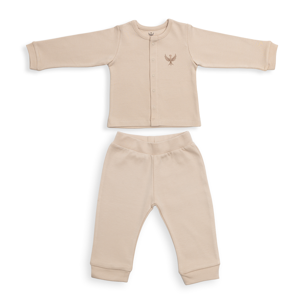 Long Sleeve Baby Top and Bottom Set with Front Snaps