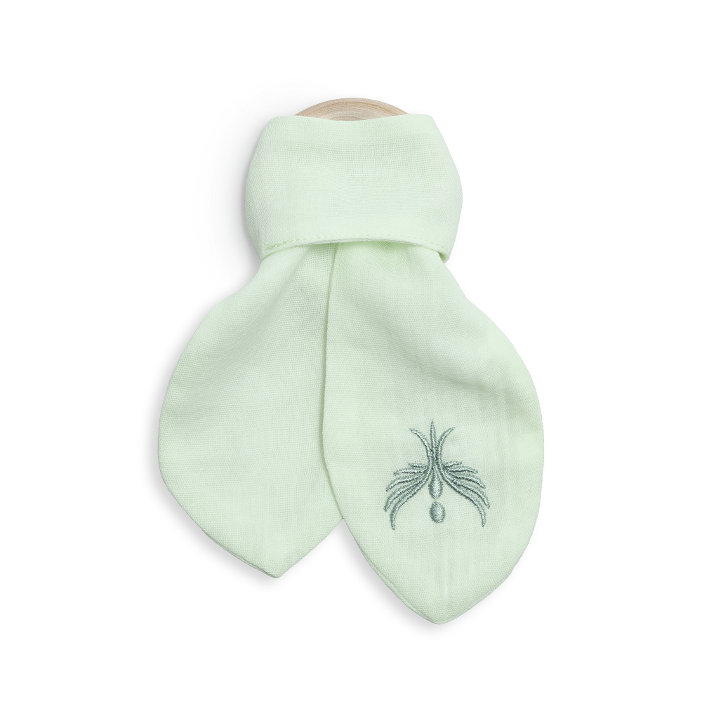 Wooden Bunny Ear Teether with Soft Muslin Fabric