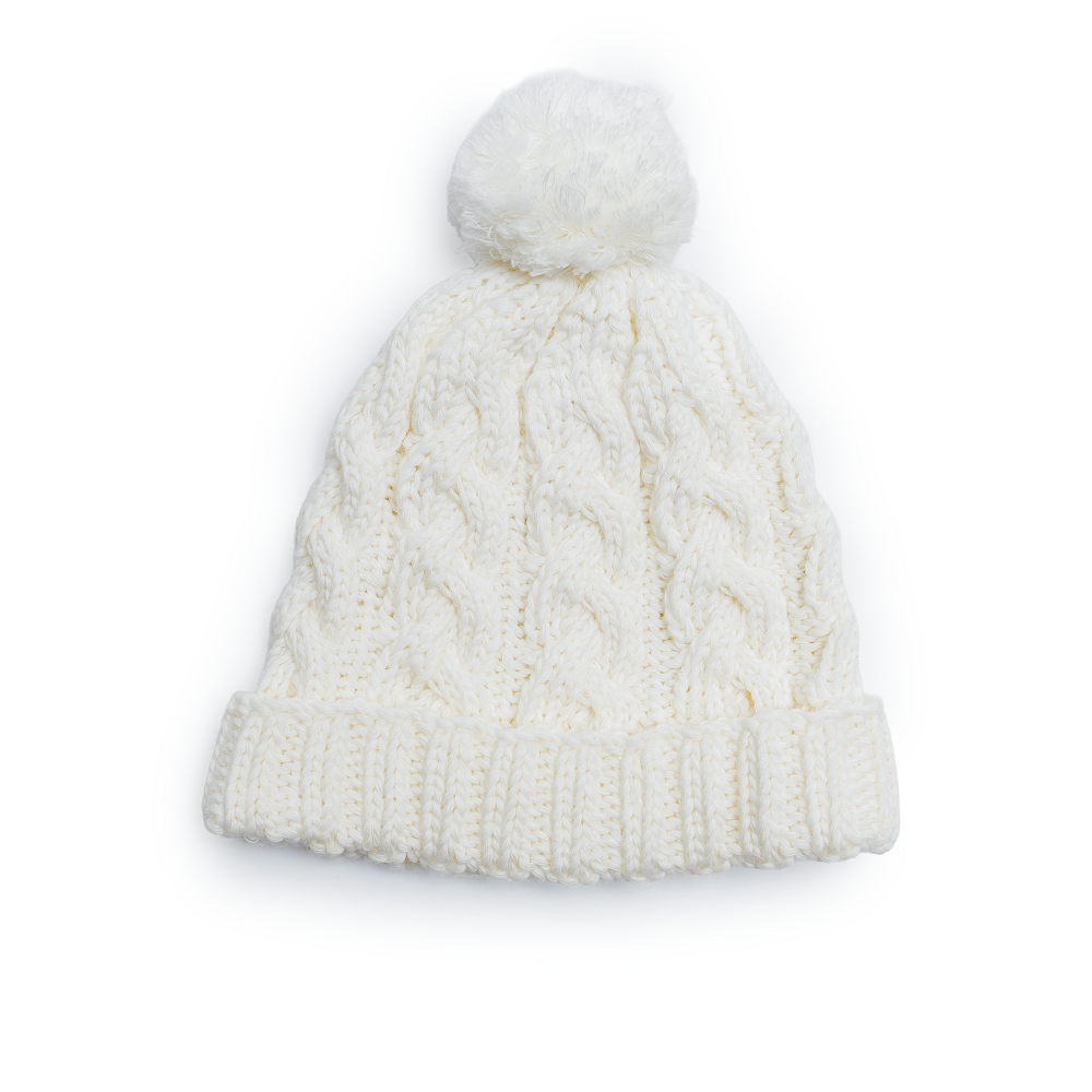 Classic Cable-Knit Baby Beanie with Pom-Pom
