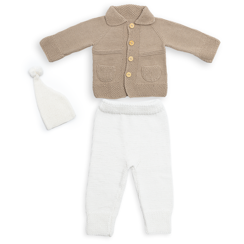 Baby 3-Piece Knit Cardigan, Pants & Bonnet Set