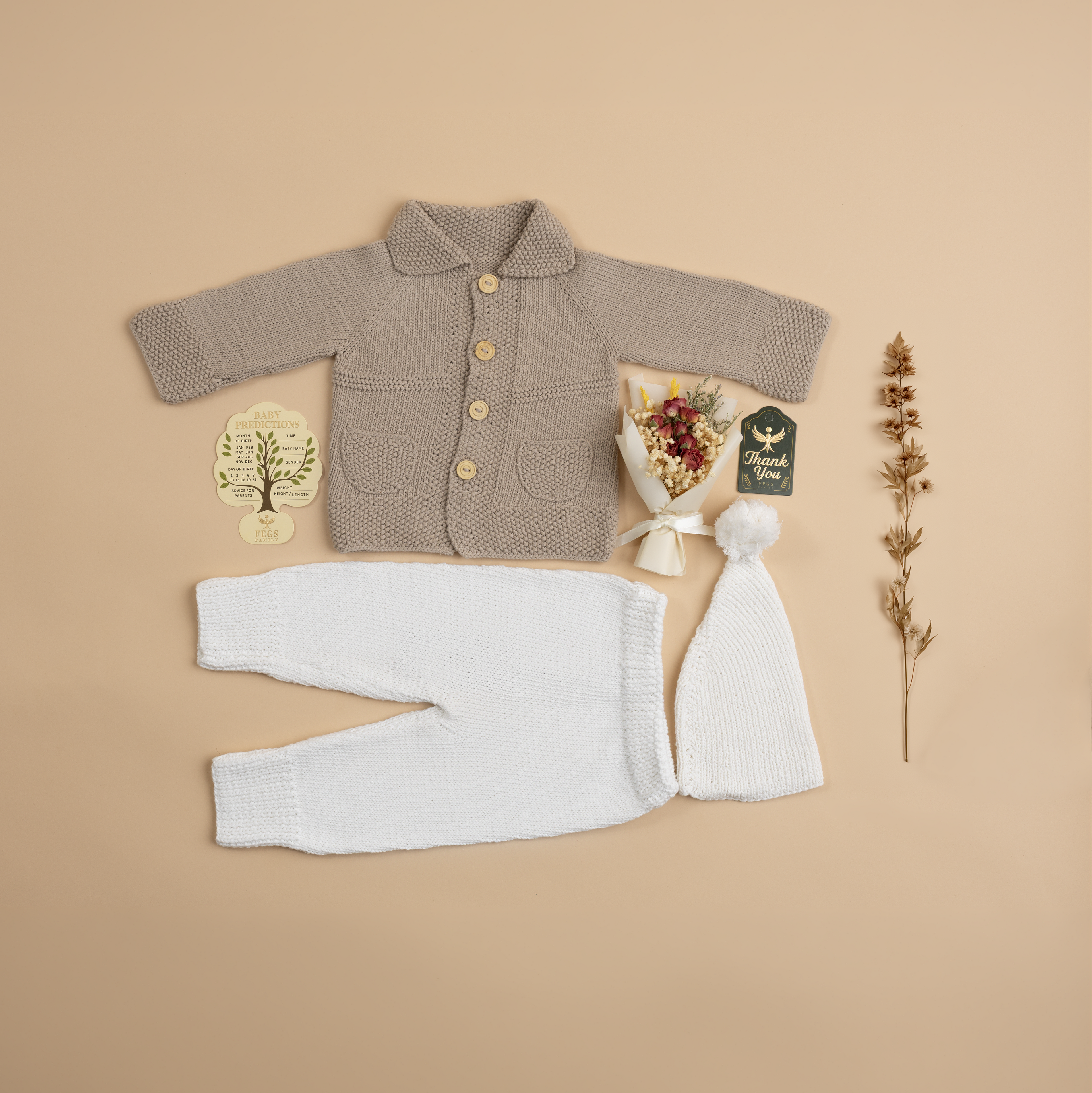 Hand-Knit Heirloom Baby Gift Box - Earthy Neutrals 6-12 Months